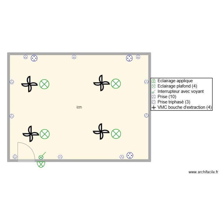 sala. Plan de 1 pièce et 199 m2