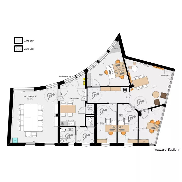 Pamiers v18 - ERP. Plan de 16 Pièces et 143 m²