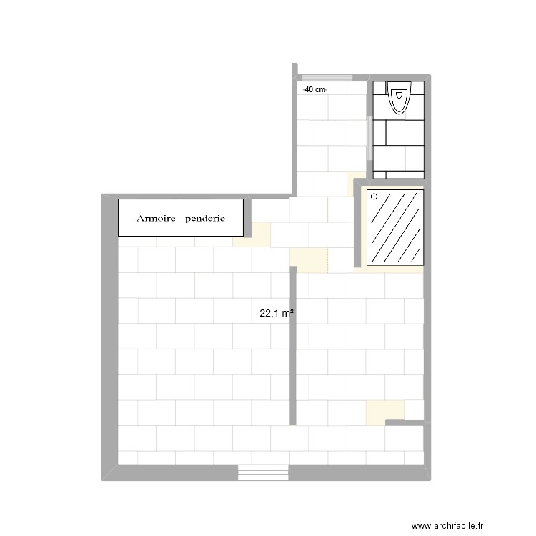 CH5 Calepinage WC V2. Plan de 2 pièces et 23 m2