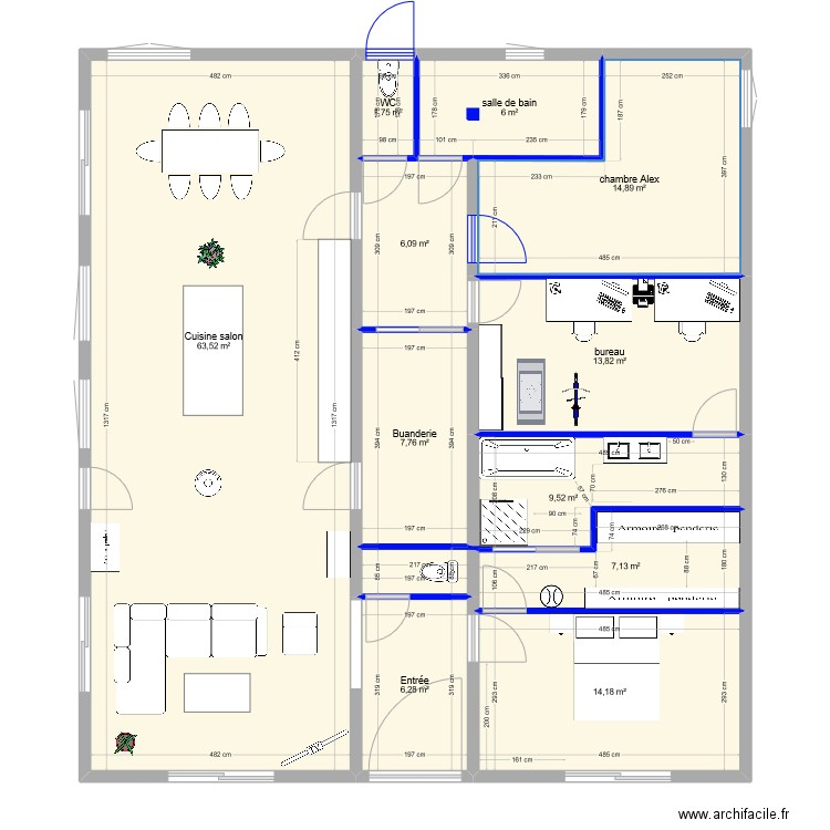 maison castelginest nouveau romane meuble. Plan de 11 pièces et 151 m2