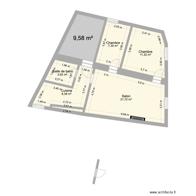 montel. Plan de 6 pièces et 63 m2