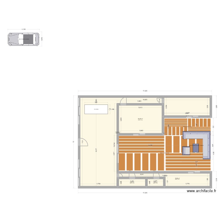 création. Plan de 5 pièces et 111 m2