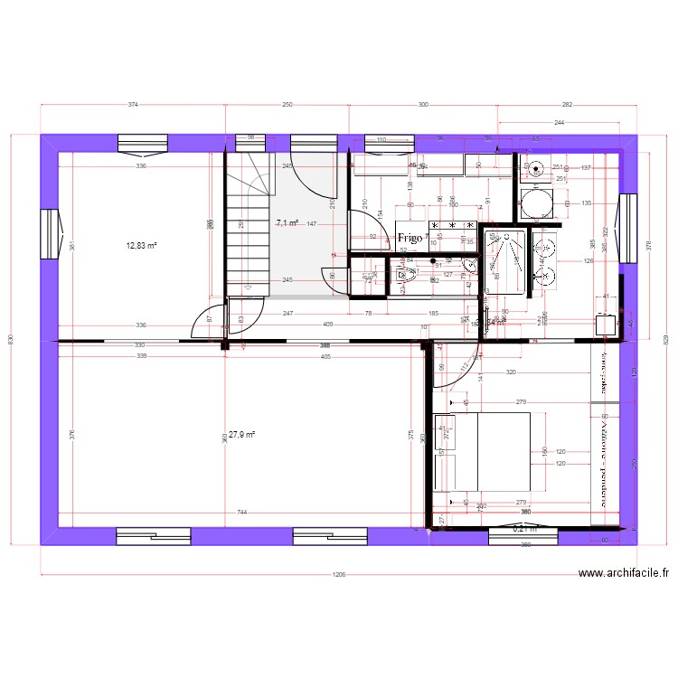 MAISON 27 01 2024. Plan de 5 pièces et 84 m2