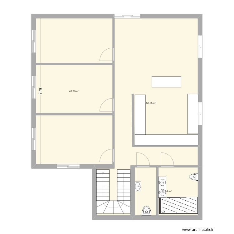tiflet café. Plan de 3 pièces et 105 m2