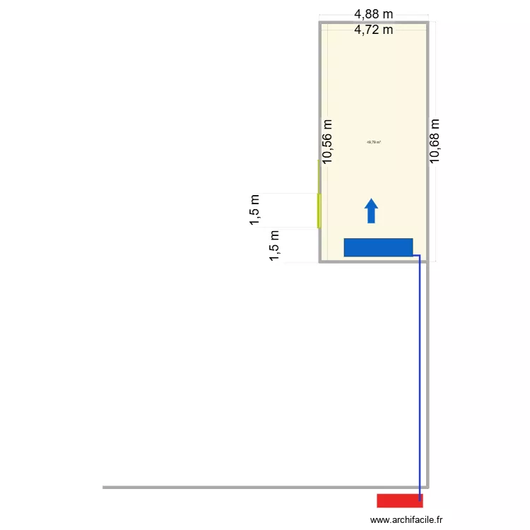 JULIE BURGY. Plan de 1 pièce et 50 m²