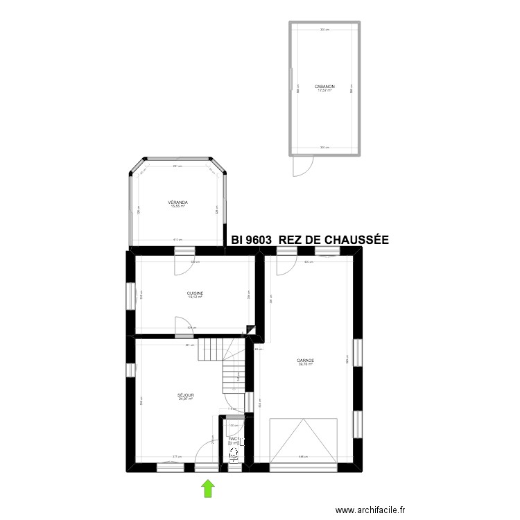 BI 9603. Plan de 16 pièces et 294 m2