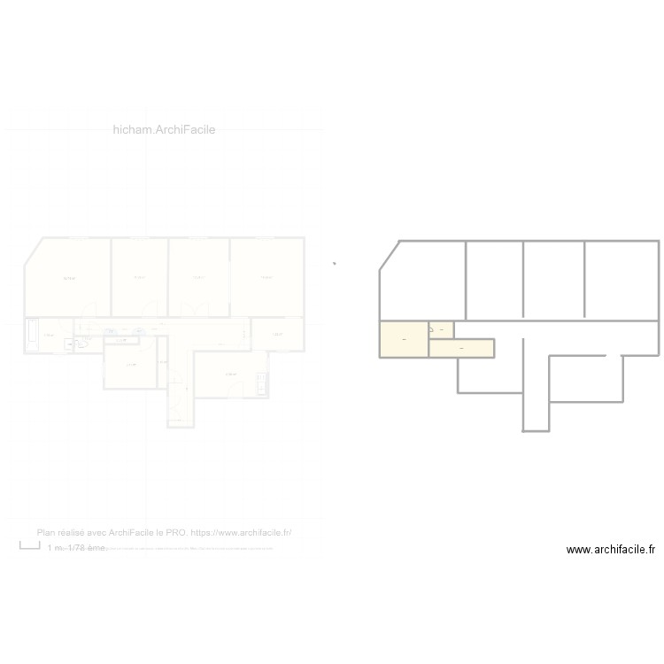 BIS. Plan de 3 pièces et 135 m2