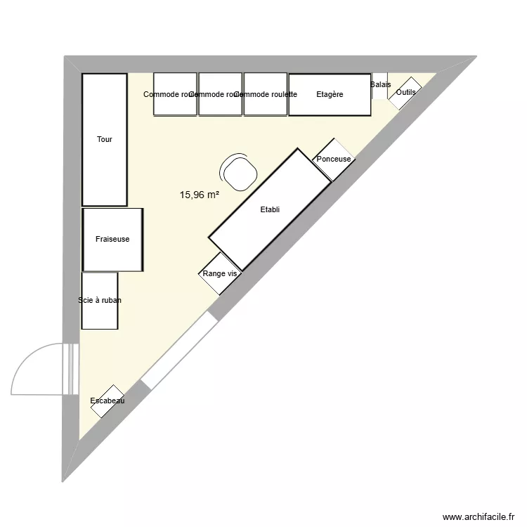 Local Maintenance. Plan de 1  et 16 m²