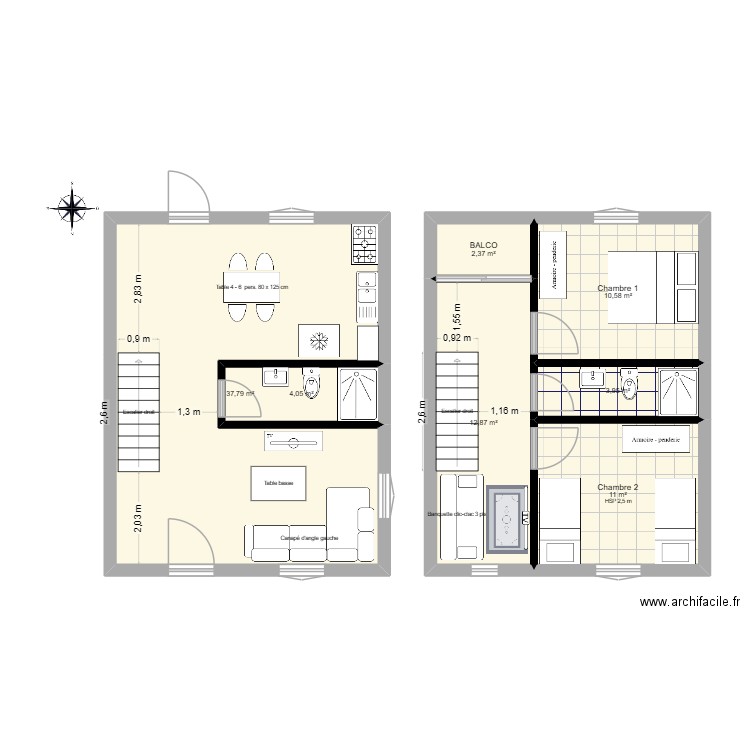 BEN HAWA TIPAZA. Plan de 7 pièces et 83 m2