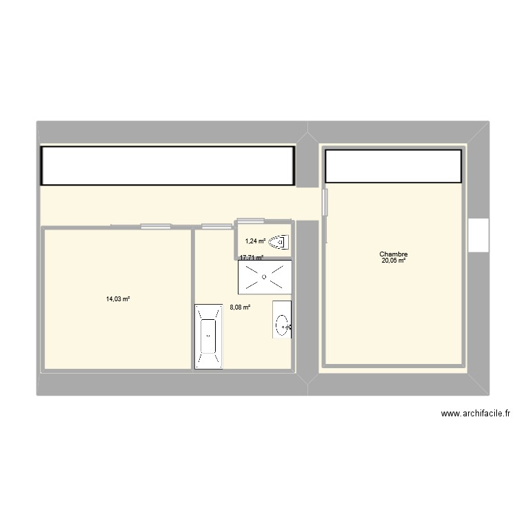 Etage Maison. Plan de 5 pièces et 108 m2
