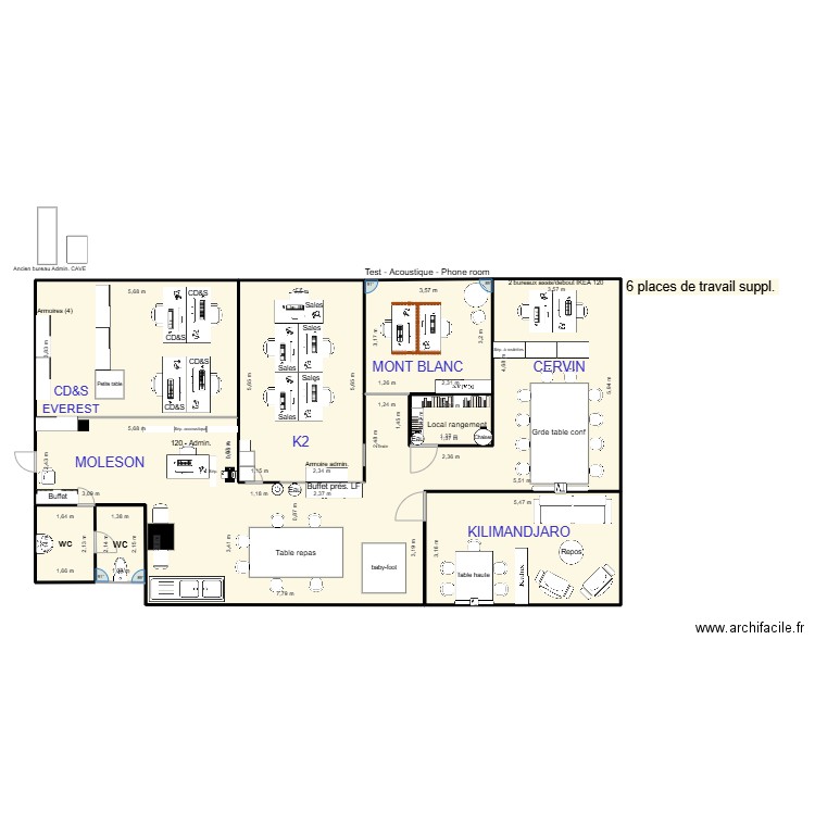 Aménagement - LF - NEW. Plan de 8 pièces et 146 m2