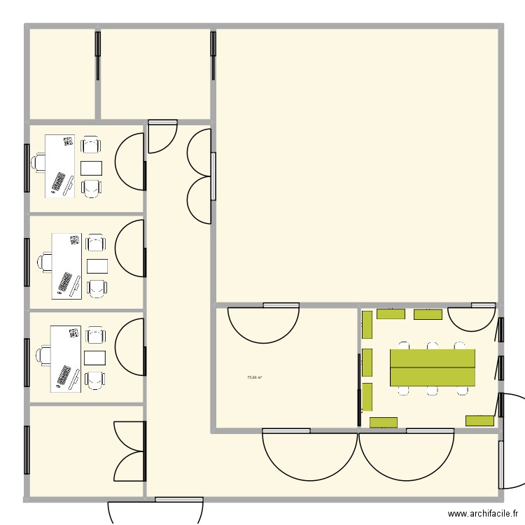 local des archives intermidiaires. Plan de 7 pièces et 377 m2