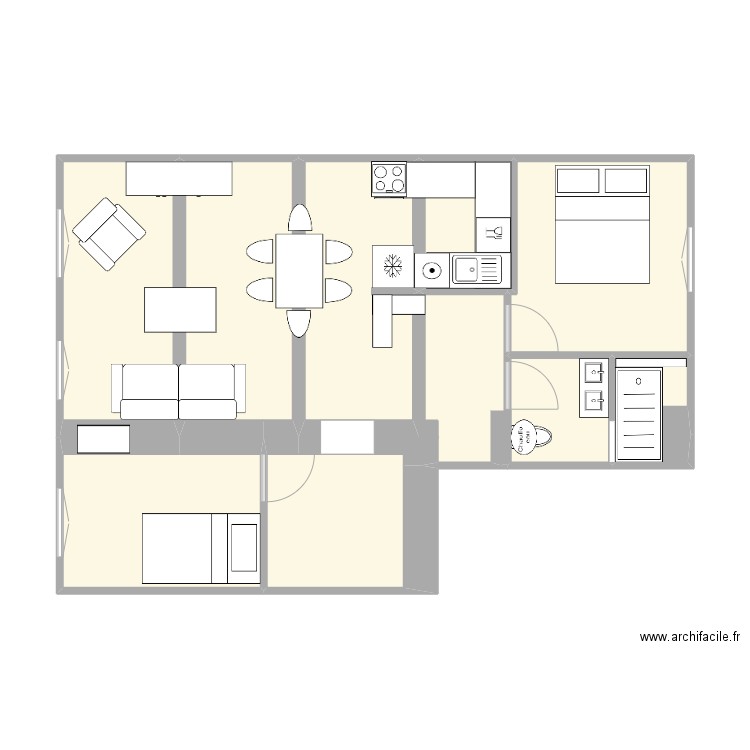 Appart Sumène mesuré. Plan de 8 pièces et 48 m2