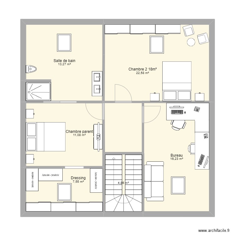 taghetti doriane. Plan de 6 pièces et 76 m2