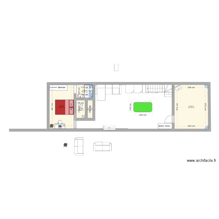 2eme étage - actu. Plan de 5 pièces et 35 m2