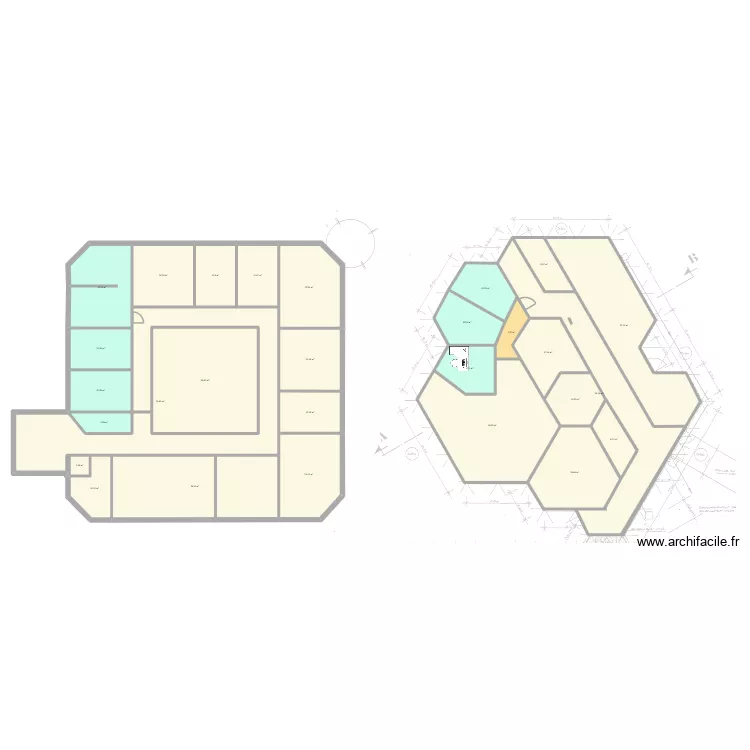 RDC Compta-version VV. Plan de 28  et 677 m²