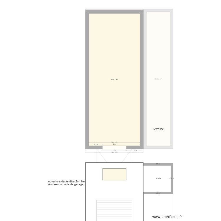 Ouverture fenêtre vue façade. Plan de 0 pièce et 0 m2