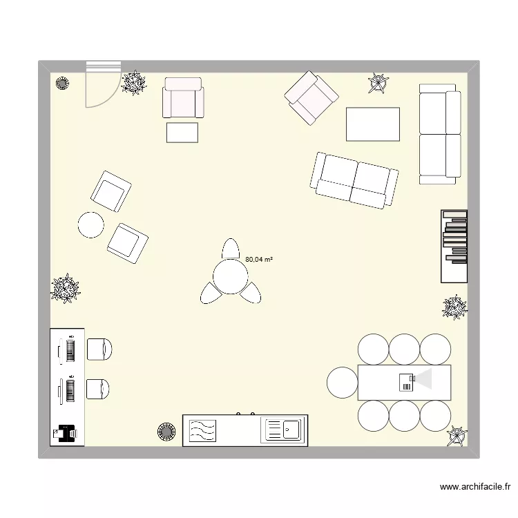salle de repos. Plan de 1  et 80 m²