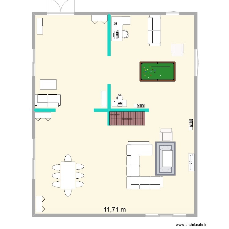 texte maison ngono henri. Plan de 1 pièce et 170 m2