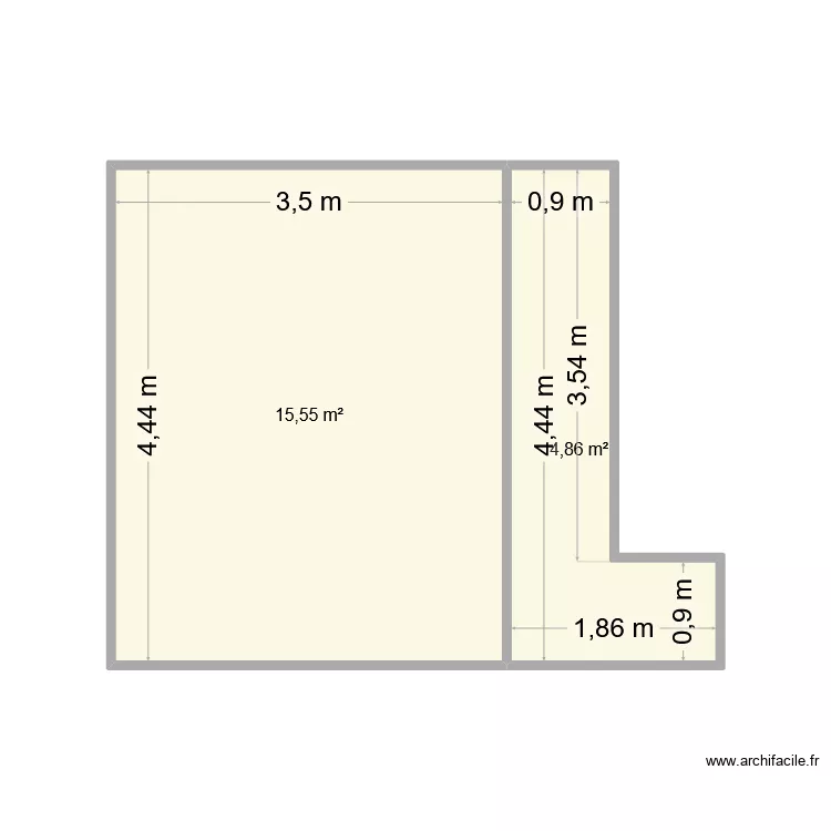 VUAILLAT. Plan de 2 pièces et 20 m²