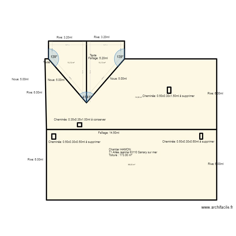 Plan HAMON. Plan de 8 pièces et 184 m2