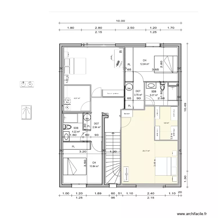 &eacute;tage avec travaux 5 sdb dressing. Plan de 0 pièce et 0 m2