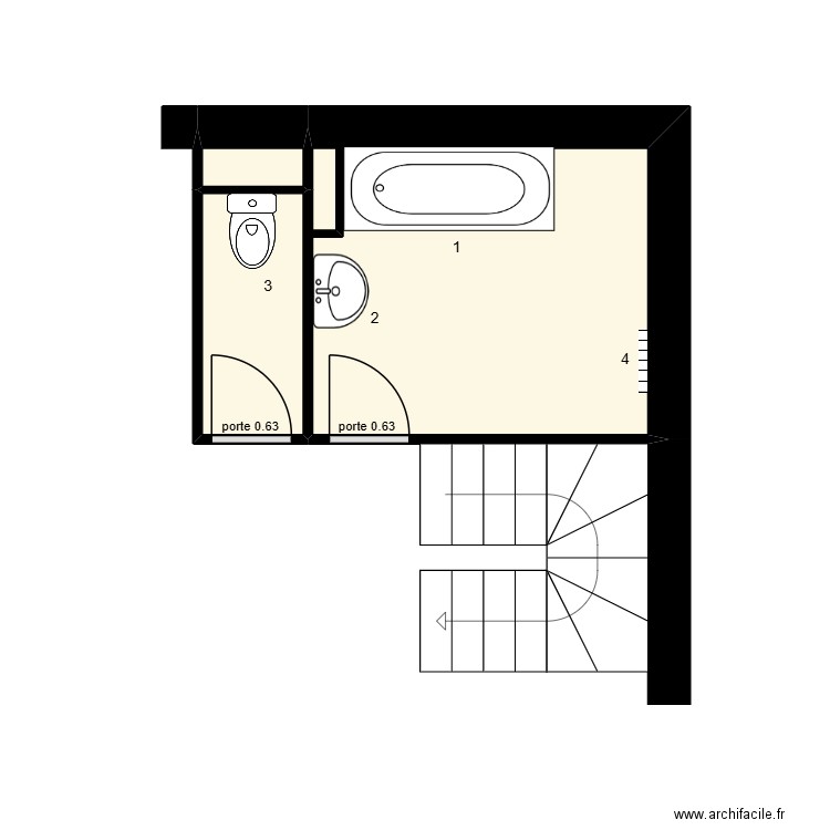 Martin Cormery existant. Plan de 3 pièces et 8 m2