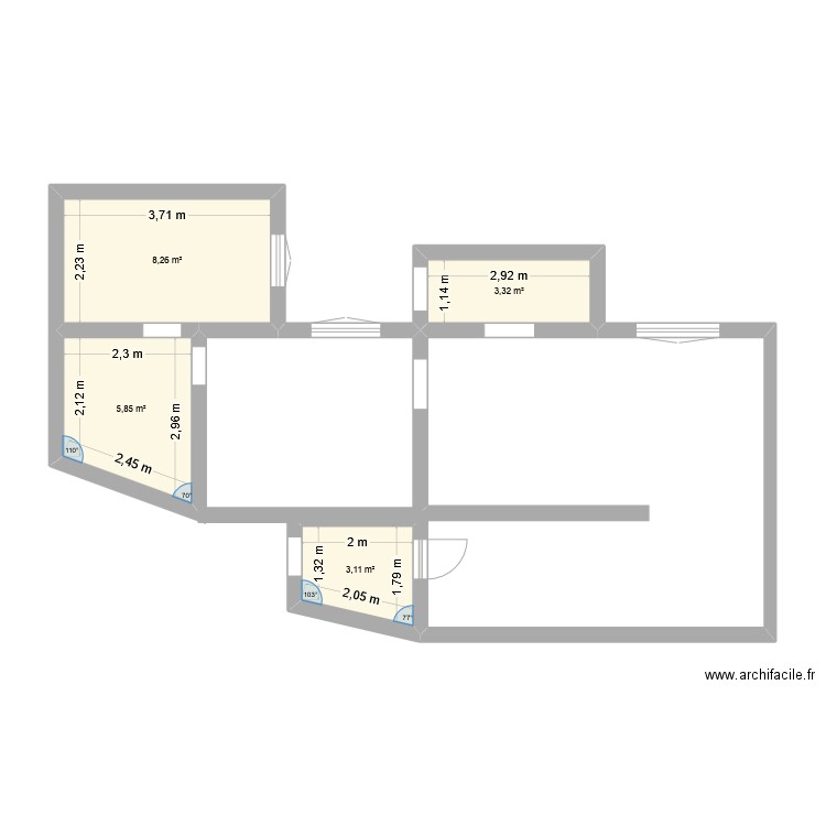 Léo3. Plan de 3 pièces et 17 m2