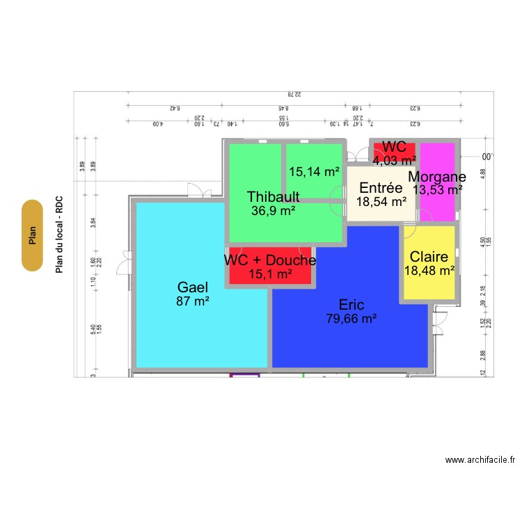 cab. Plan de 9 pièces et 288 m2