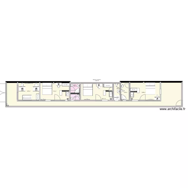 Projet R&eacute;sidence M. Plan de 9 pièces et 99 m²