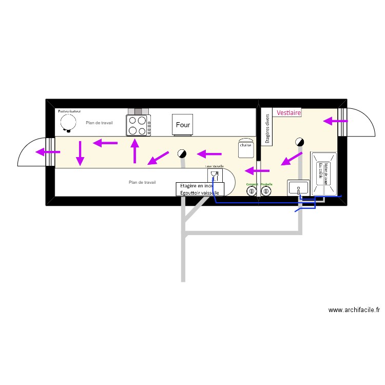 Atelier de transfo. Plan de 2 pièces et 20 m2