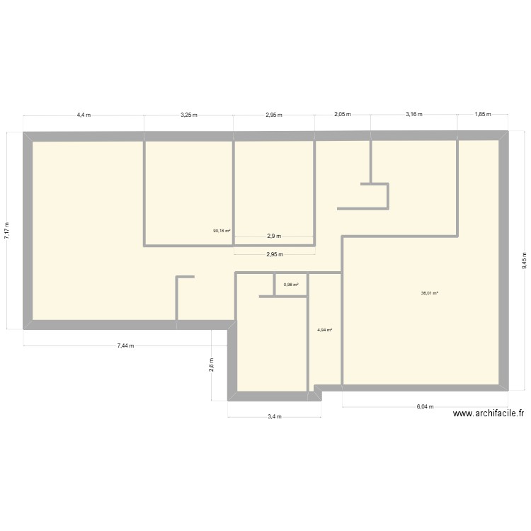 plan maison calepinage. Plan de 4 pièces et 132 m2