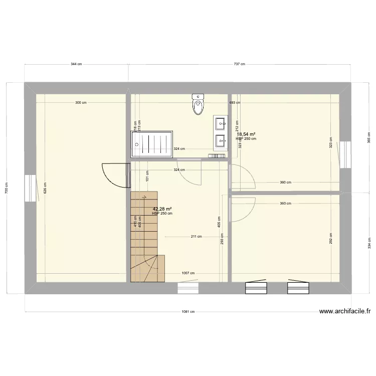 ETAGE VLV 1B vide. Plan de 