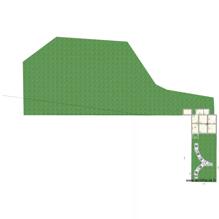 Jardin. Plan de 8 pièces et 111 m²