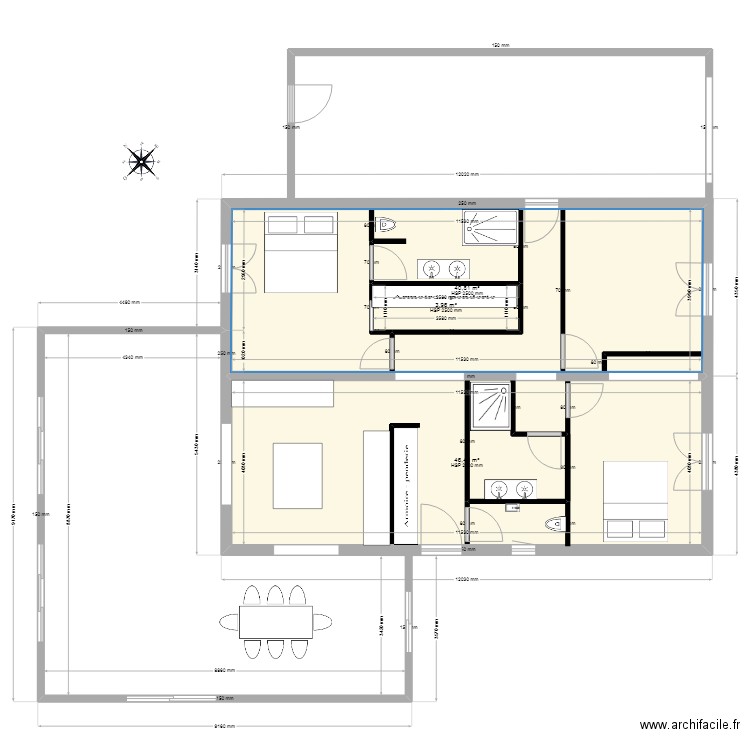 Plan maison V archi. Plan de 5 pièces et 101 m2