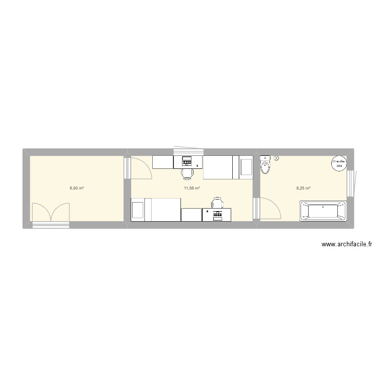 elinhio. Plan de 3 pièces et 29 m2