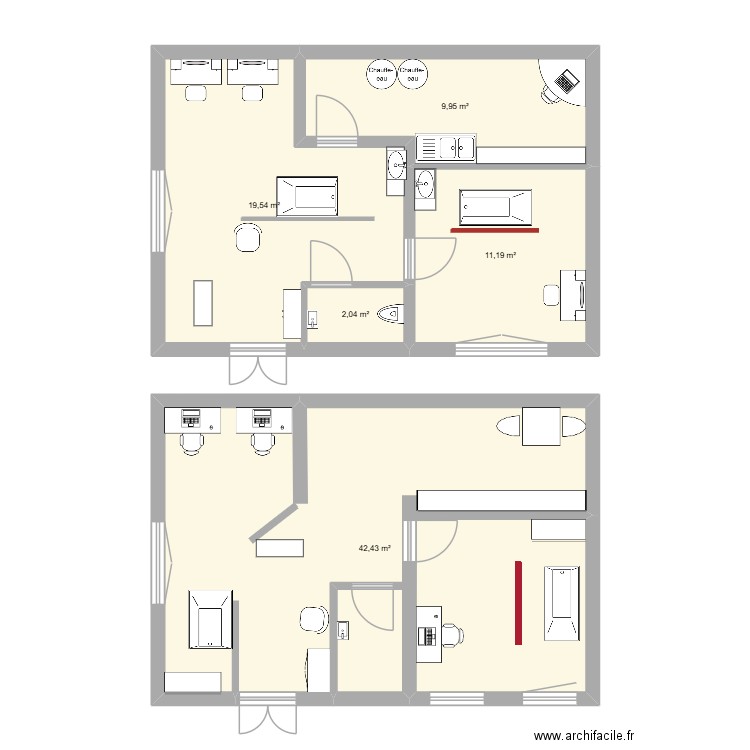 plan mesure exact 16716. Plan de 5 pièces et 85 m2