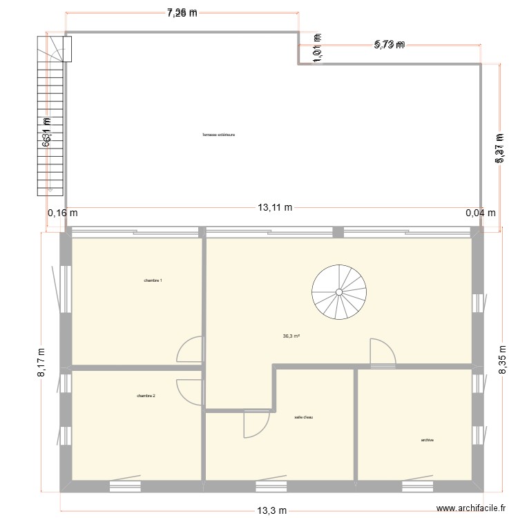 elevage canin bat administratif 1er etage non accessible public. Plan de 3 pièces et 93 m2