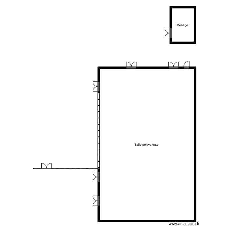 Salle polyvalente. Plan de 2 pièces et 299 m2