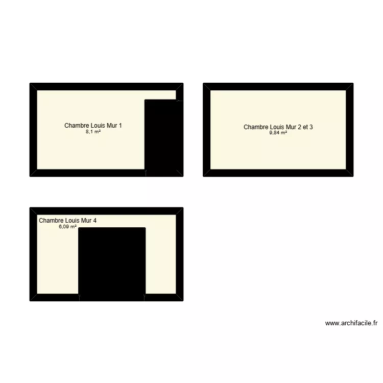 Chambre Louis Mur plafonnage. Plan de 5 pièces et 30 m²