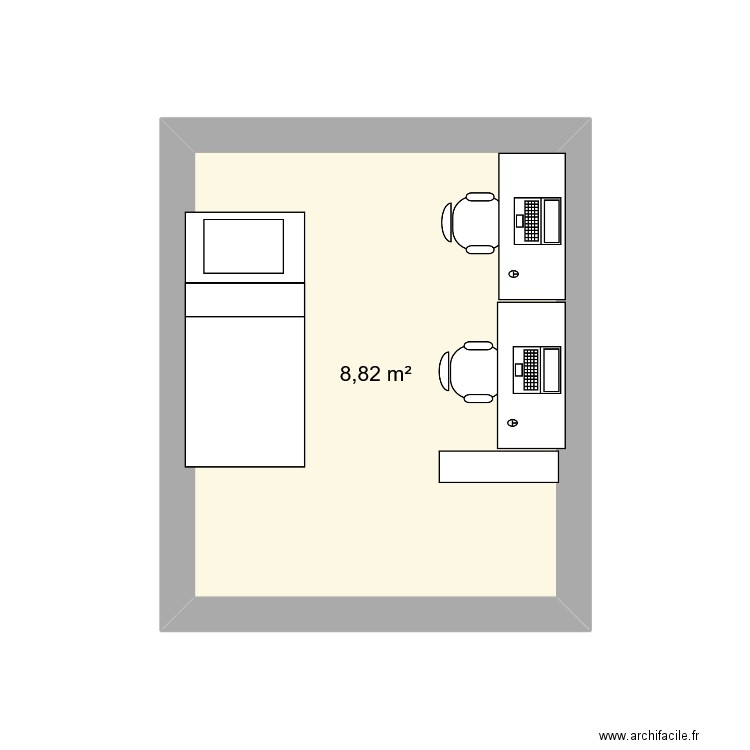 kiki. Plan de 1 pièce et 9 m2
