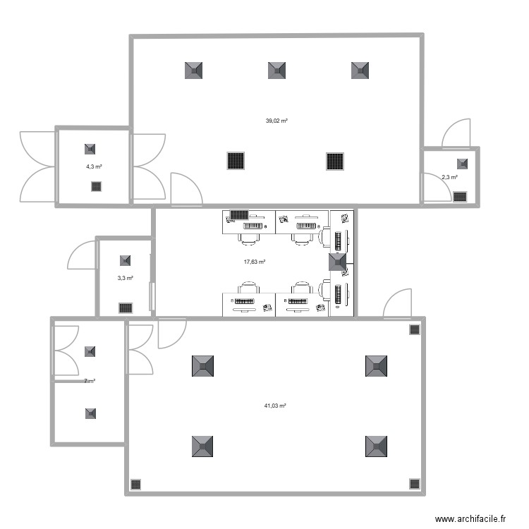 Bloc Radiologie/Angiographie. Plan de 7 pièces et 115 m2