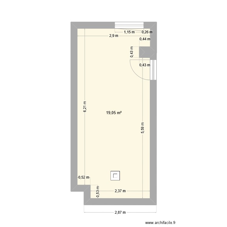 chambre parentale. Plan de 1 pièce et 19 m2