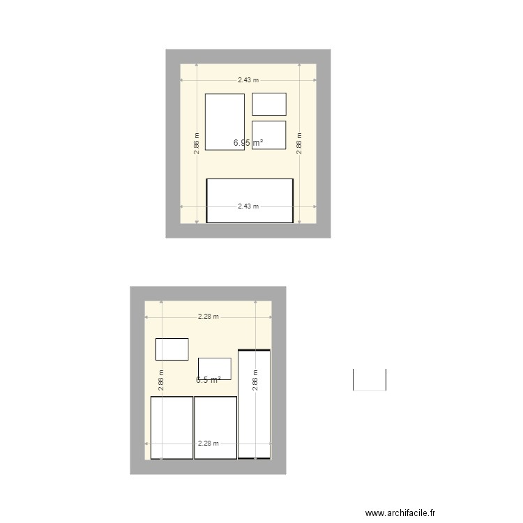 bureau tableau. Plan de 2 pièces et 13 m2