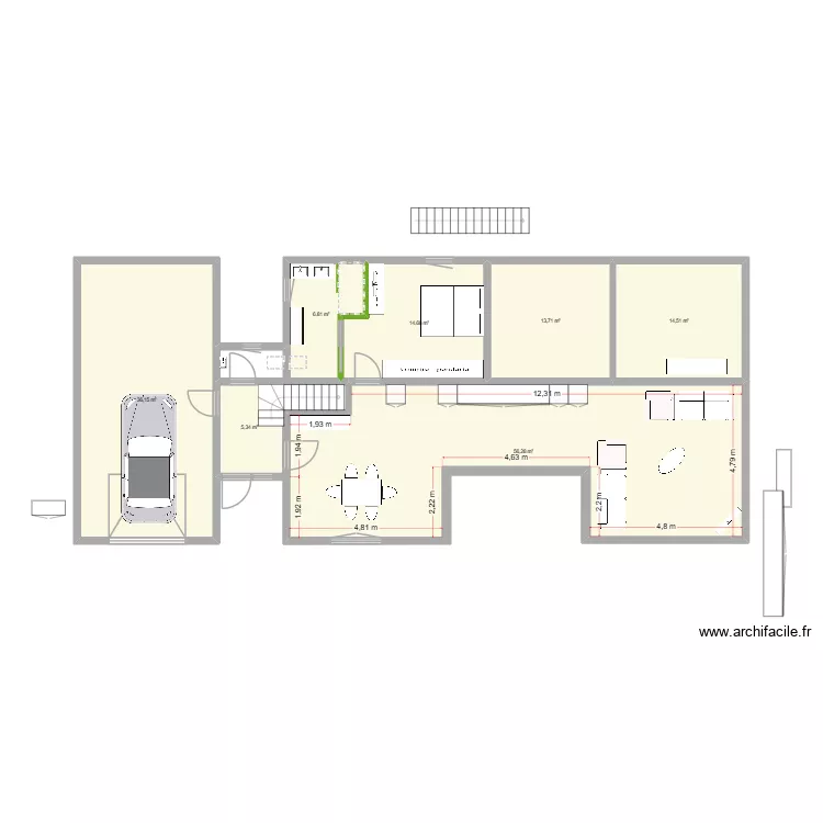 kklnlm,ml,. Plan de 7  et 147 m²