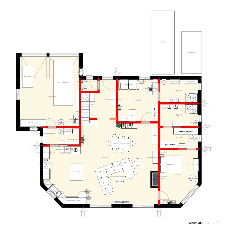 Palau 7-1. Plan de 7 pièces et 177 m2