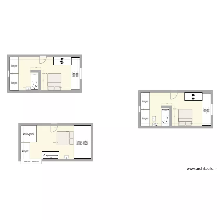 Chambre parentale. Plan de 3 Pièces et 98 m² Chambre parentale. Plan de 3 Pièces et 98 m²