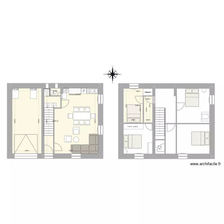Projet 1. Plan de 2 Pièces et 70 m² Projet 1. Plan de 2 Pièces et 70 m²