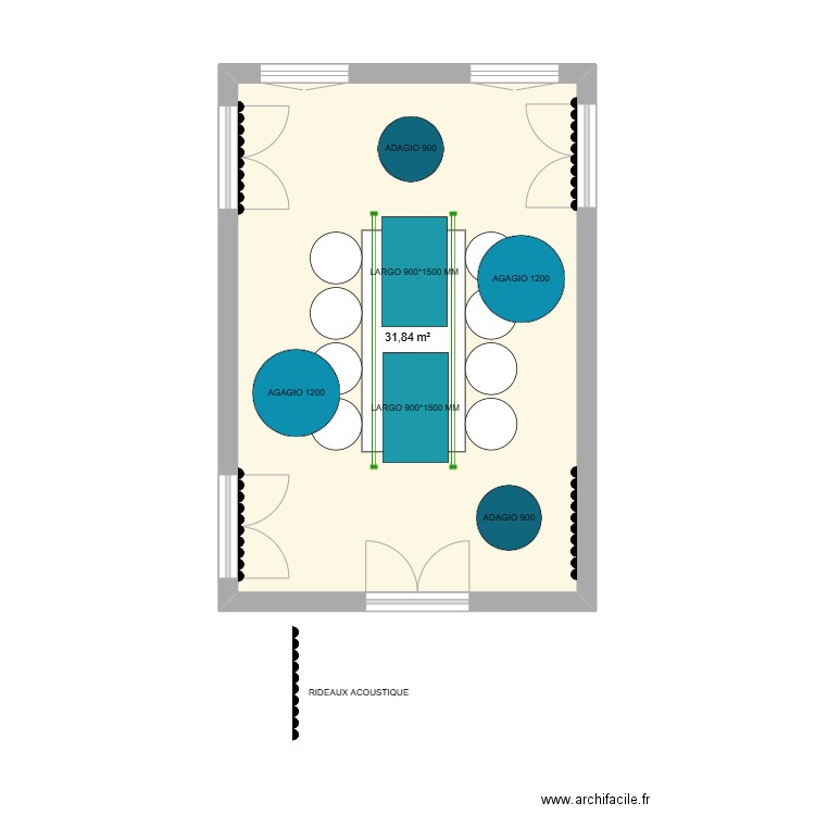 ABERDEEN. Plan de 1 pièce et 32 m2