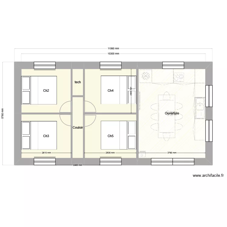 GrandeTiny Mezzanine chambre Nord. Plan de 19  et 151 m²